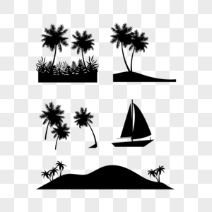 椰子树剪影矢量图片