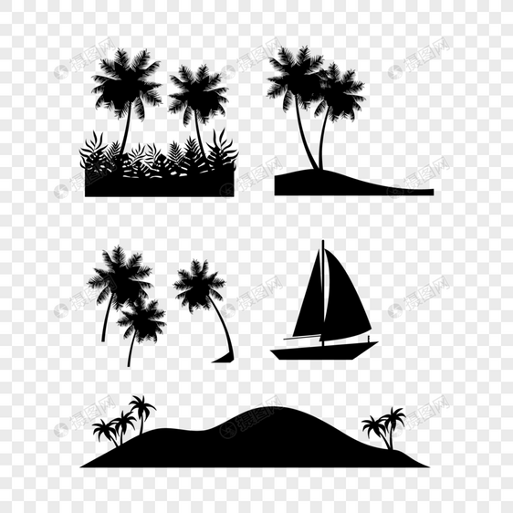 椰子树剪影矢量图片