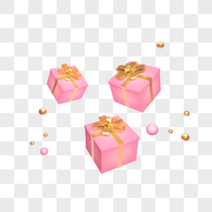 方形粉色金礼盒高清图片