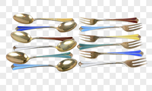 彩色勺子叉子组合图片