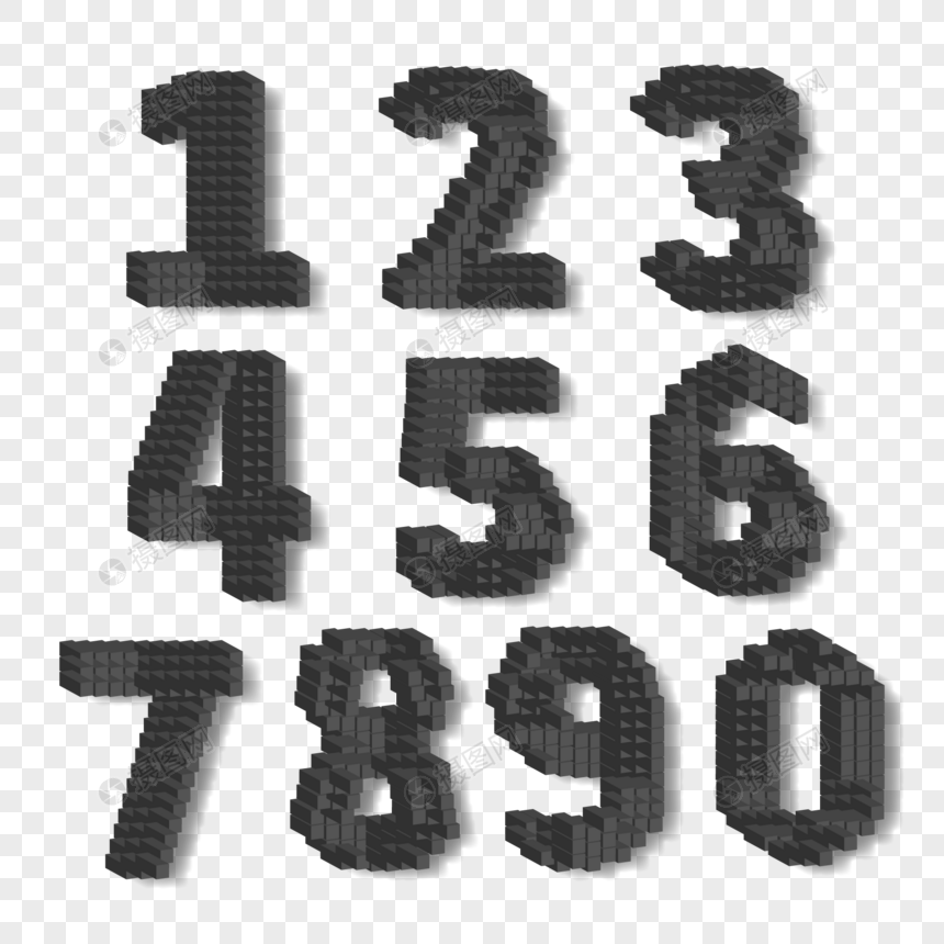 数字0 9像素字元素素材下载 正版素材 摄图网