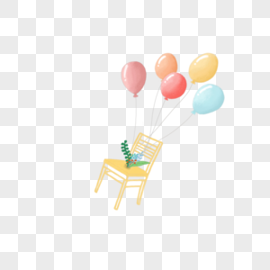 彩色气球与椅子素材图片
