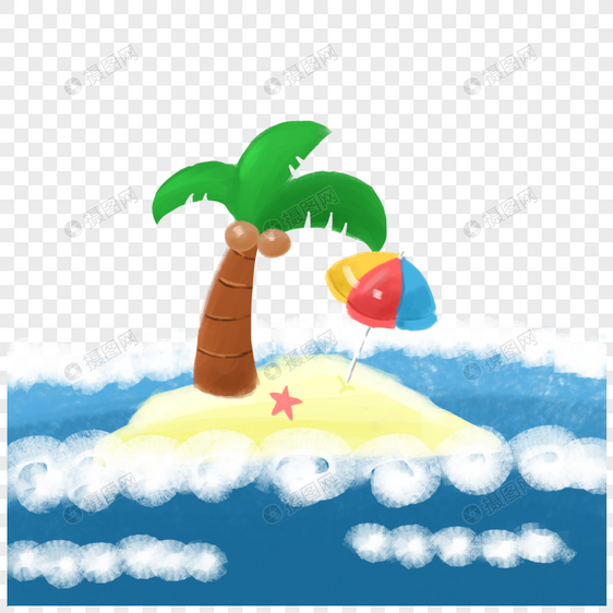 夏天海边沙滩椰子树图片