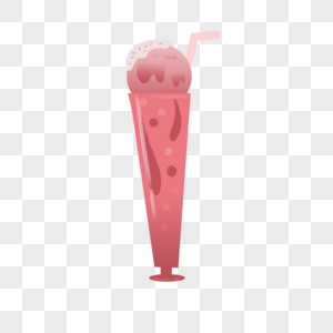 夏天主题清新好看的草莓水果冰淇淋饮料图片