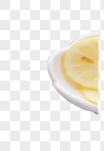 柠檬片陶瓷盘子白色图片