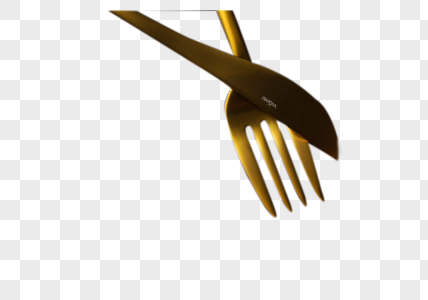 餐刀餐叉金色不锈钢高清图片