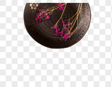 紫珠花陶瓷仿古盘子高清图片