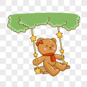 可爱玩偶小熊荡秋千素材