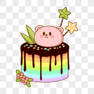 彩虹小熊蛋糕图片