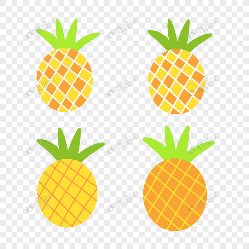 夏天夏日清新黄色菠萝扁平风装饰图案图片