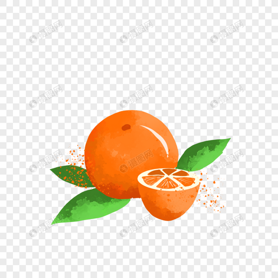 夏天夏日清新橙子水果手绘装饰图案图片