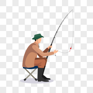 钓鱼的男人鱼竿垂钓高清图片