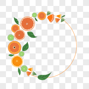 橙子水果圆形边框图片