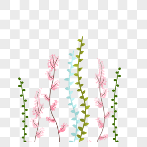 夏天夏日清新植物花绿色手绘装饰图案背景图片