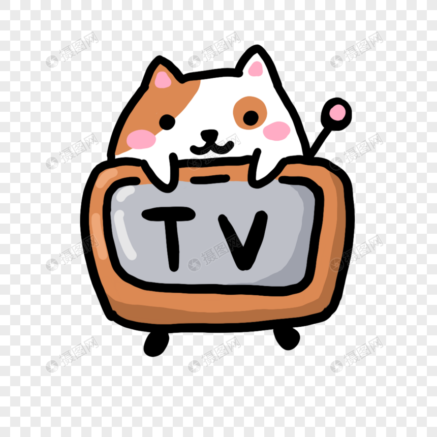 猫咪趴在电视上图片