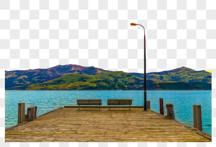 海边码头海边长椅高清图片