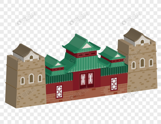 3D 陕西城门元素素材图片