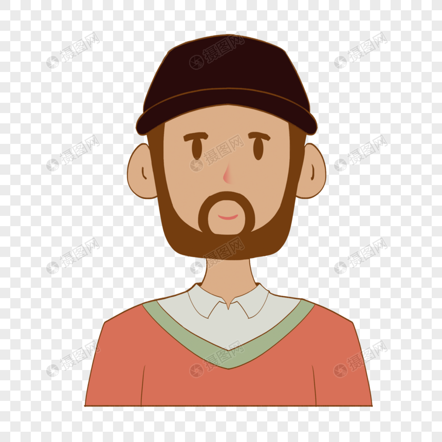 手绘卡通父亲节呆萌络腮胡爸爸