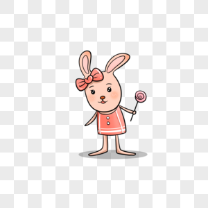 手绘卡通儿童节粉红萌兔图片