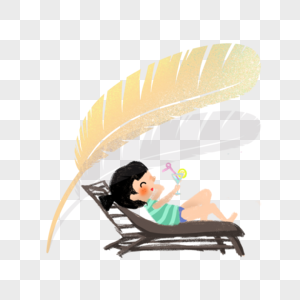 沙滩背影躺着元素