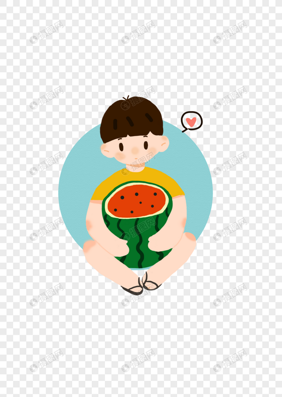 吃西瓜的小孩子图片