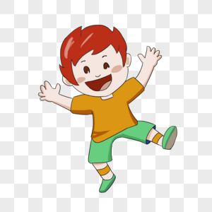手绘卡通儿童节开心的红发男孩图片