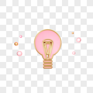 立体粉色电灯泡图标图片