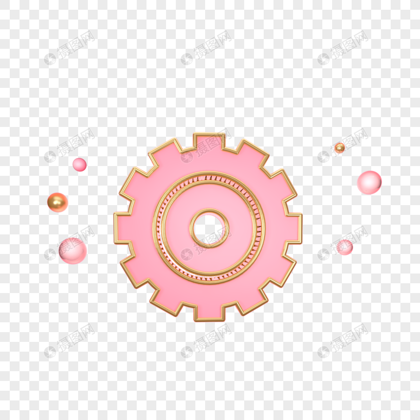立体粉色齿轮图标图片