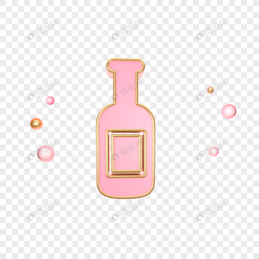 立体粉色酒瓶图标图片