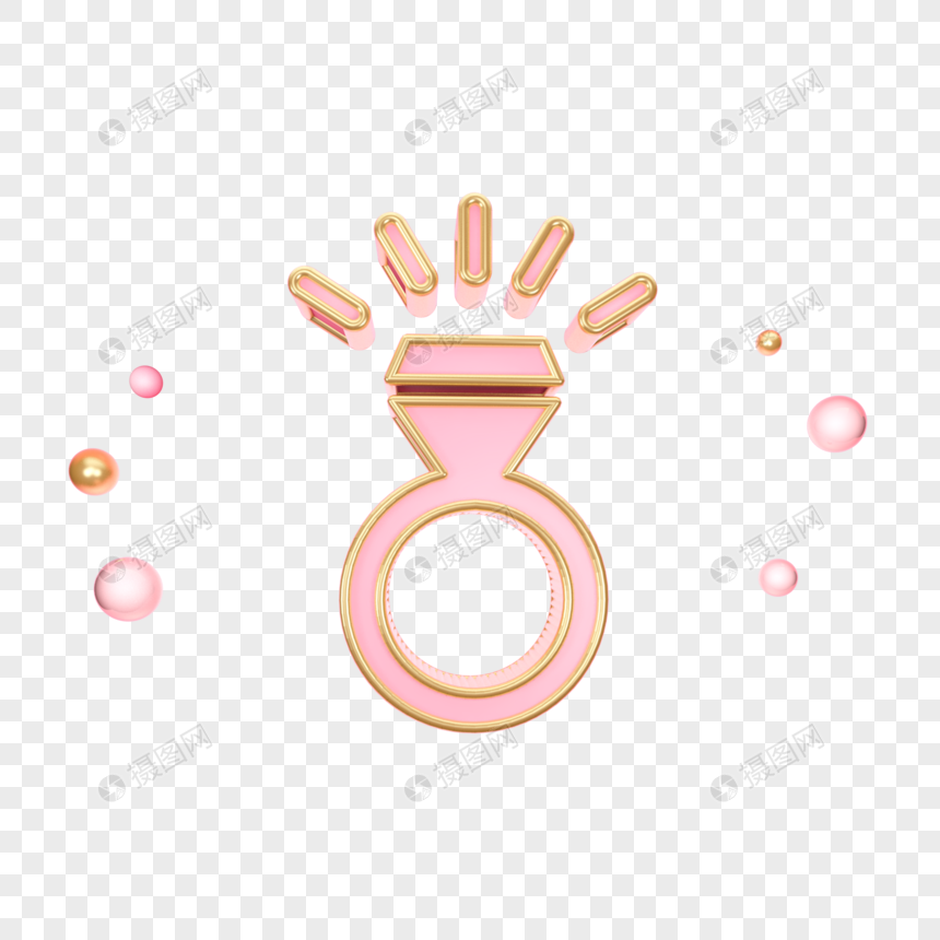 立体粉色宝石戒指图标图片