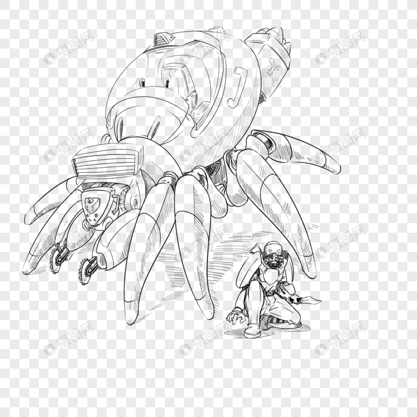 机械蜘蛛与士兵