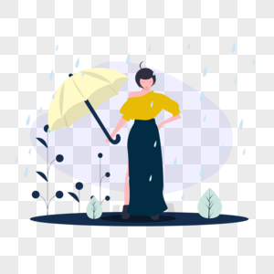 下雨打着伞的女人图片