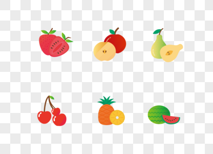 AI矢量图多种可爱卡通水果元素图片