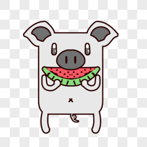 方块猪吃西瓜表情包图片
