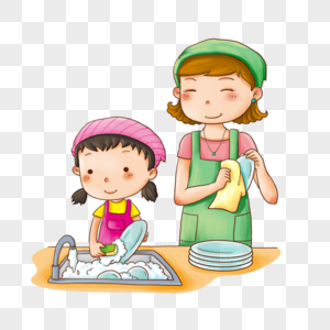 劳动和子洗碗高清图片