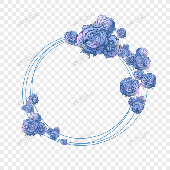 蓝色花卉边框图片