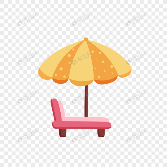 遮阳伞和躺椅图片