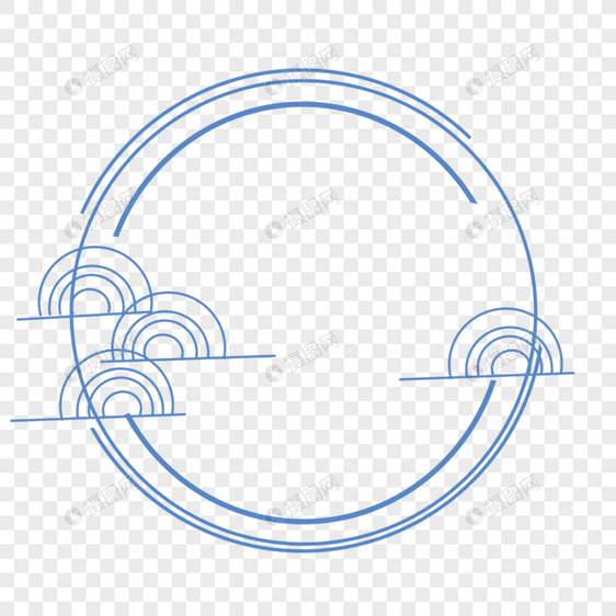 中国风古风蓝色圆圈简约边框图片