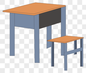 创意手绘学生课桌凳子高清图片