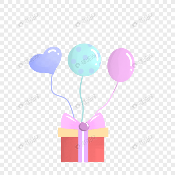 儿童节气球礼物盒手绘装饰图案图片
