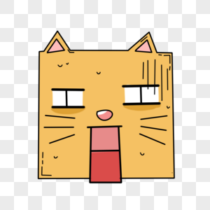 方块猫黄色卡通惊恐表情包图片