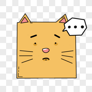 方块猫黄色卡通窘迫表情包图片