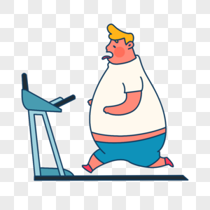跑步机胖子男人锻炼高清图片