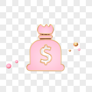 创意粉色美元袋子图标图片