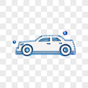 立体蓝色汽车图标高清图片
