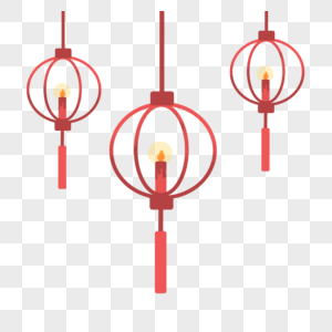 古风春节灯笼蜡烛红色渐变手绘装饰图案背景图片