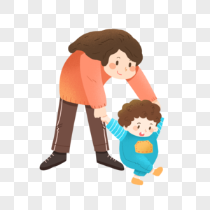 母亲节学走路的小婴儿和妈妈图片