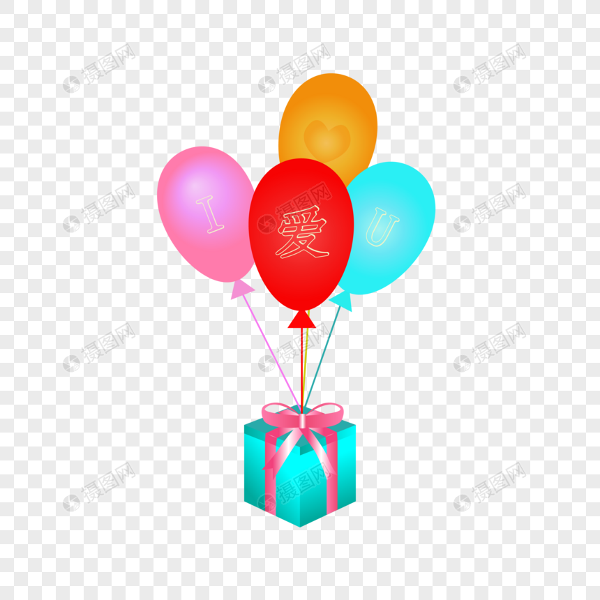 创意情人节气球礼物盒图片