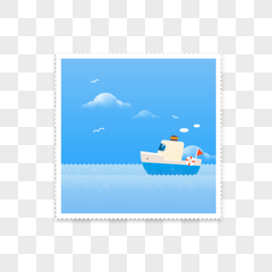 一艘海上的小渔船图片