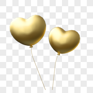 立体金色漂浮气球插图高清图片